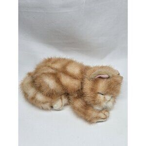 Russ Berrie 7" Realistic Sleeping Peaches Tabby Cat Orange Plush Stuffed Animal